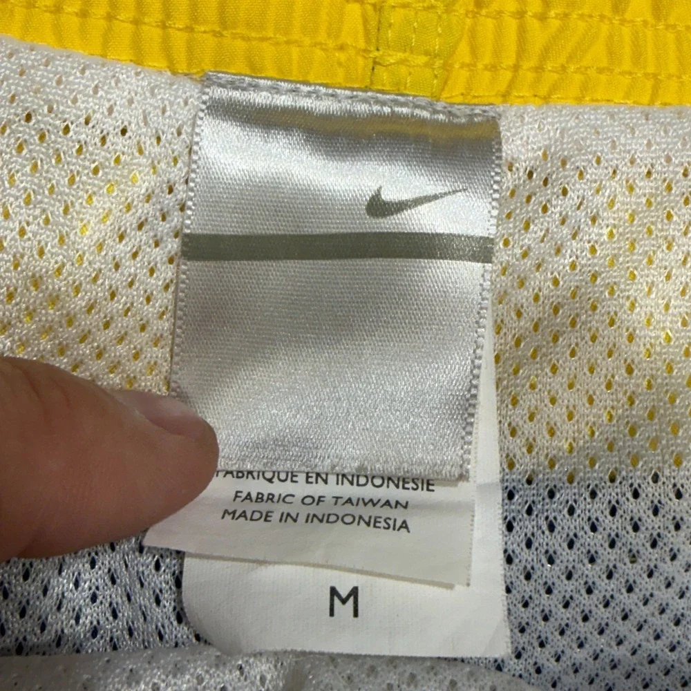 Vintage Y2K Nike Swim Trunks Mens Sz M Yellow Blue Lined Pocket Elastic Waist